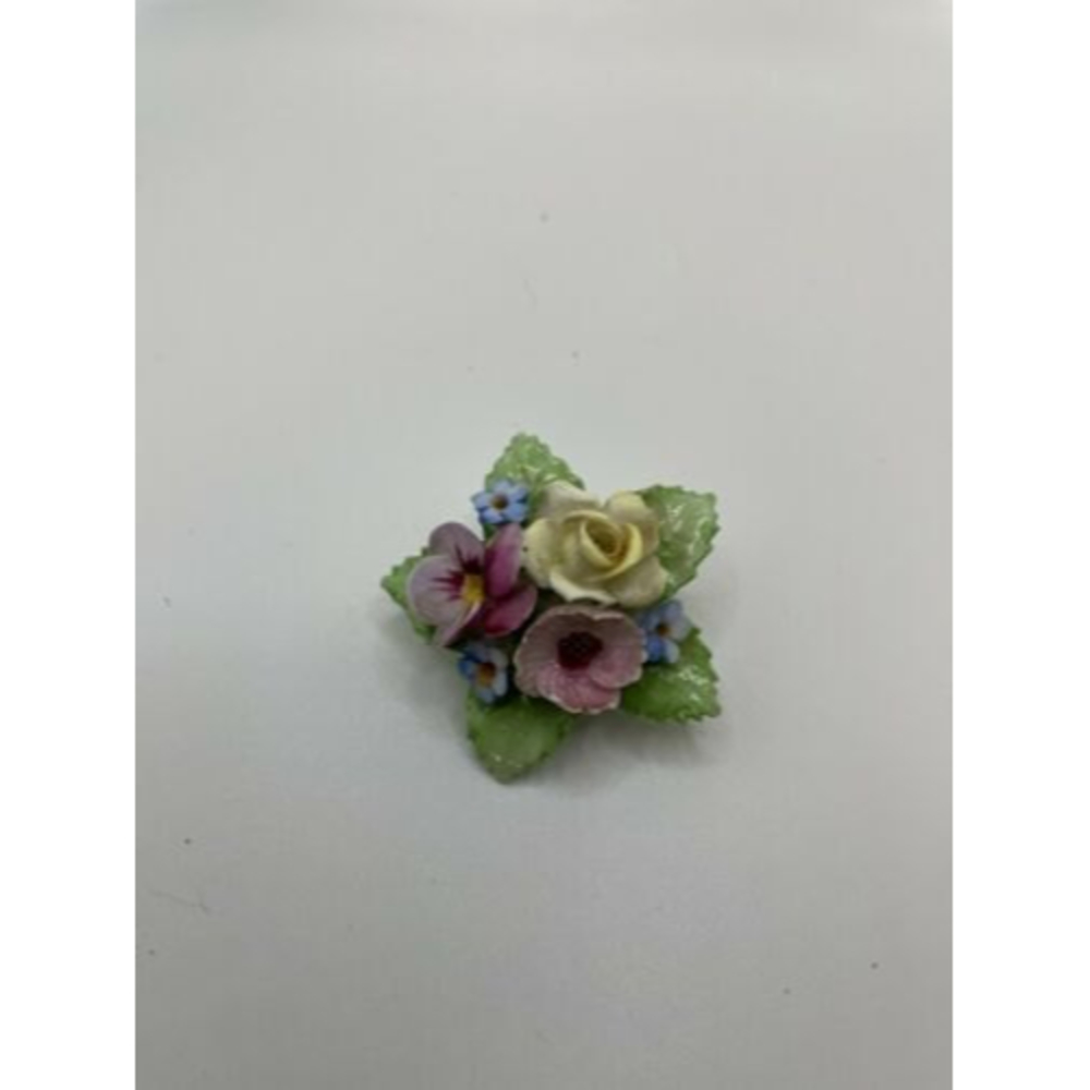 Denton China Flower Brooch Made In England